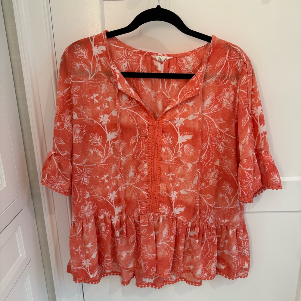 Caslon Coral Floral Blouse